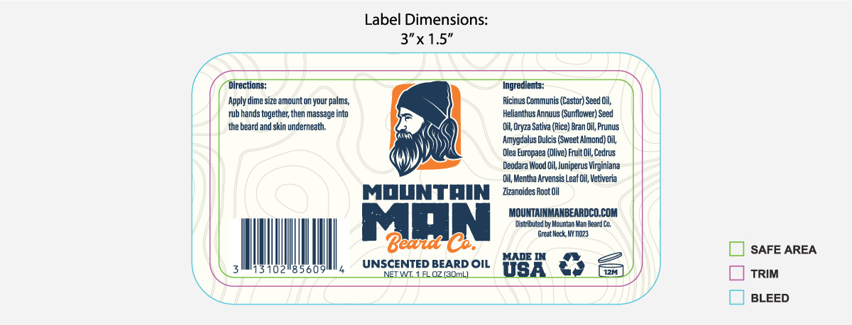 Mountain Man Beard Oil Co Label Print