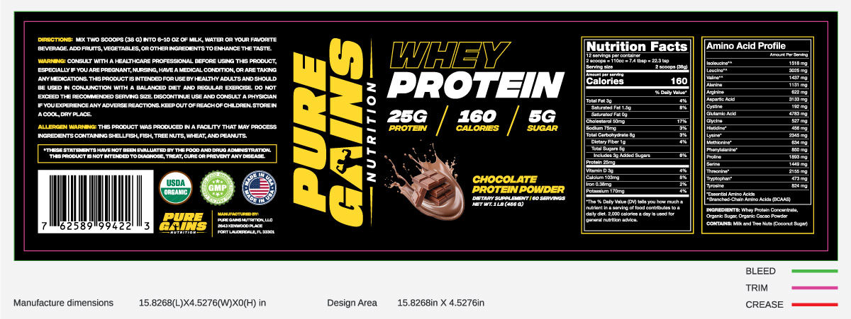 Pure Gains Nutrition Label